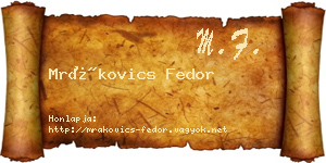 Mrákovics Fedor névjegykártya